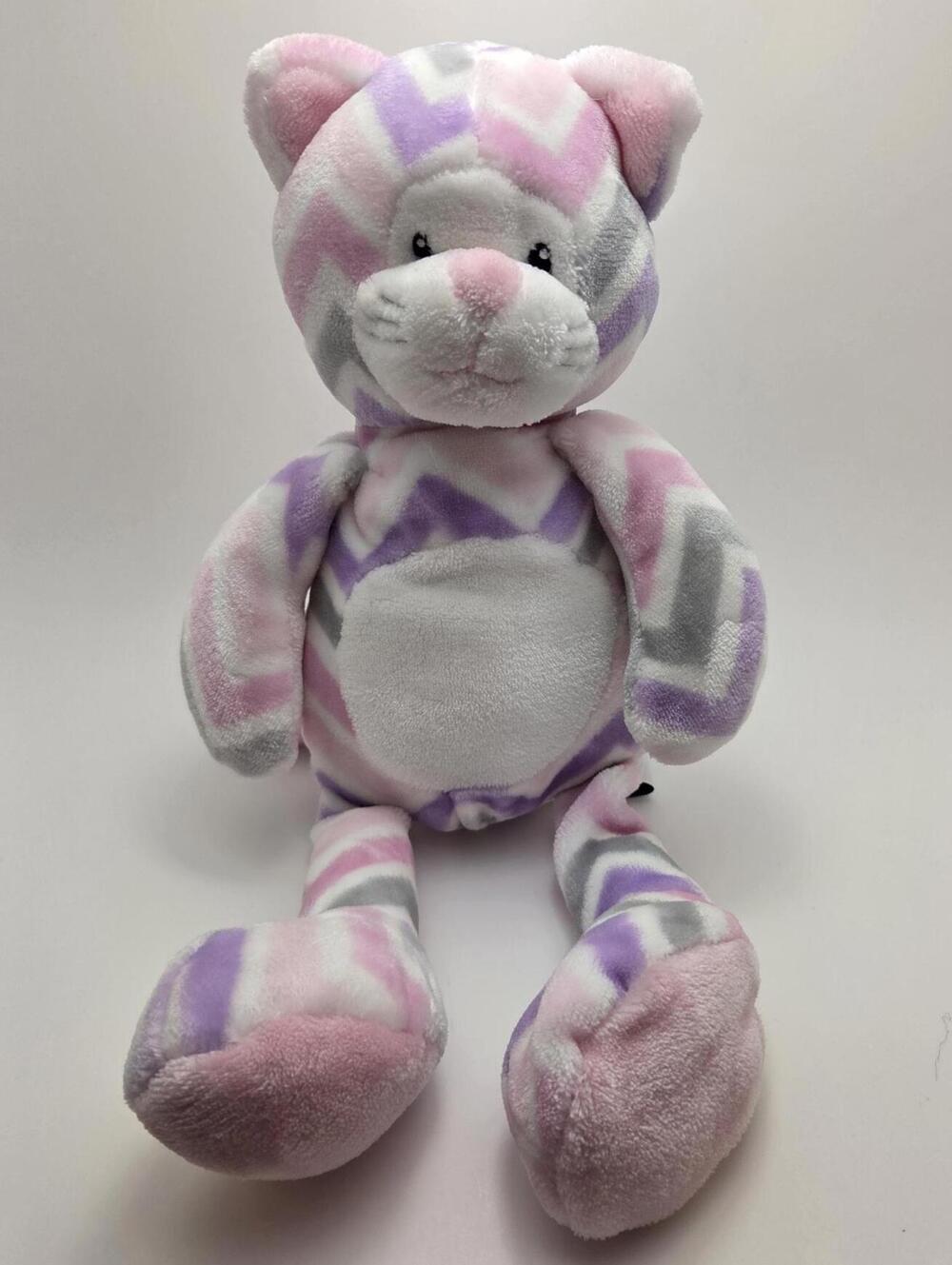 Little Miracles Chevron Kitty Cat Plush Lovey Pink Purple White (12 inch)